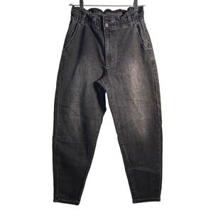 GAP Women Black Wash High Rise Paperbag Waist Denim Jeans Pants Size S‎